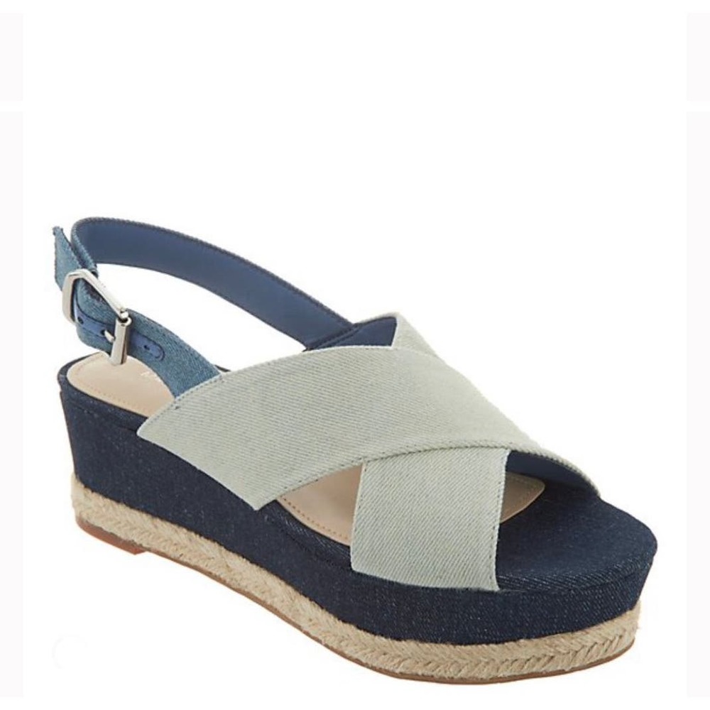 Marc Fisher Denim Espadrille Platform Sandals size 9.5